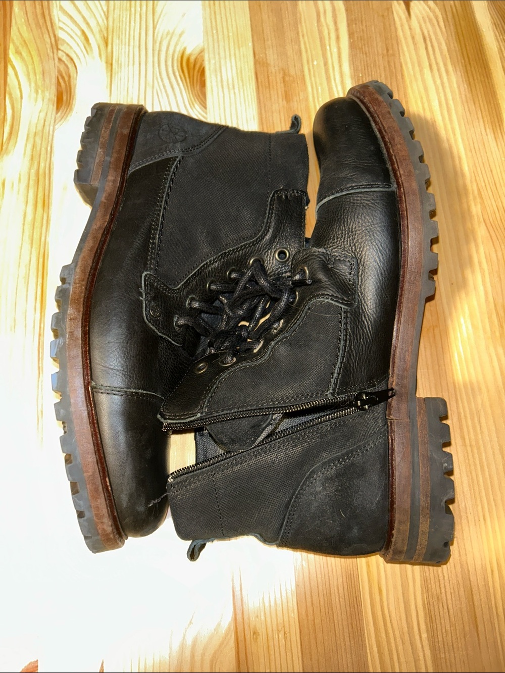 Men's Black Lace-Up Side-Zip Leather Boot - Picture 5 of 5